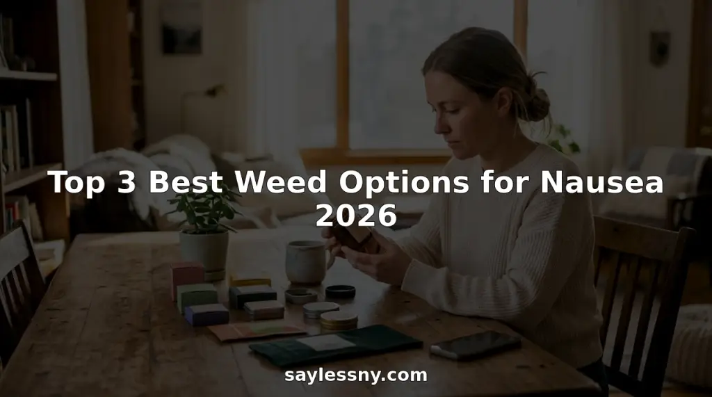 Woman reviewing cannabis products for nausea relief