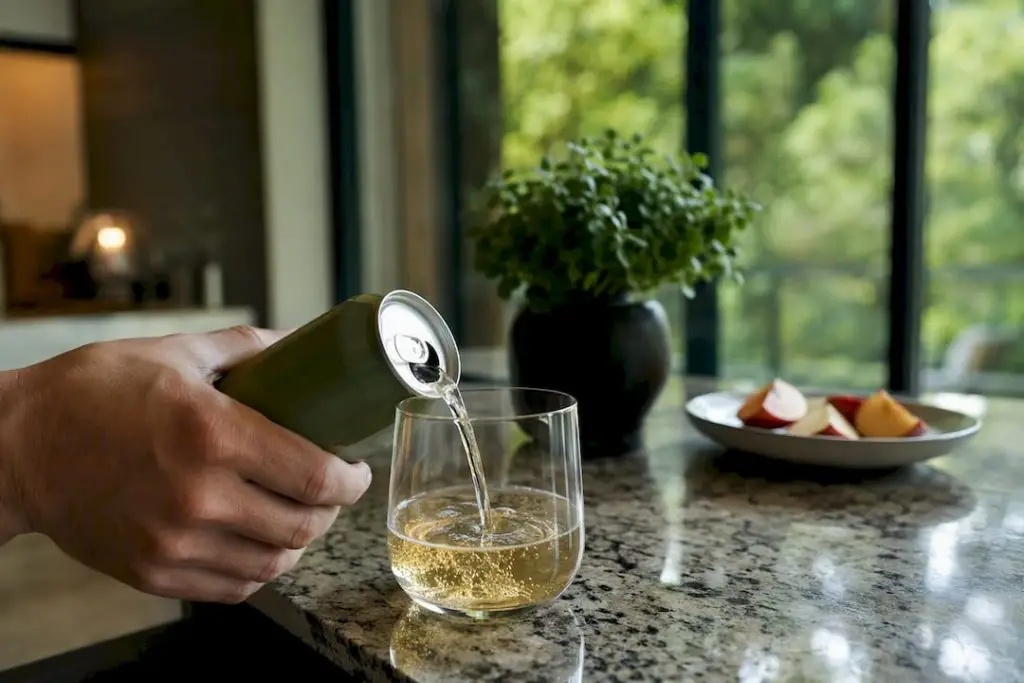 Pouring THC beverage into glass