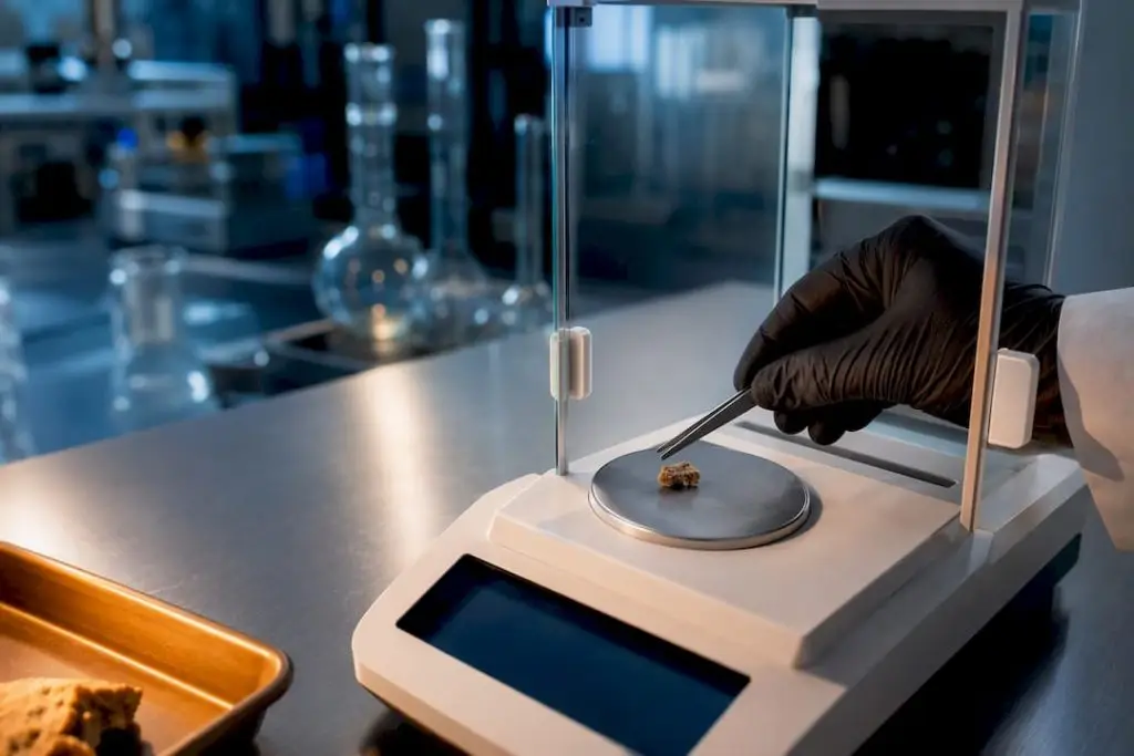 Laboratory measuring a small THC edible portion