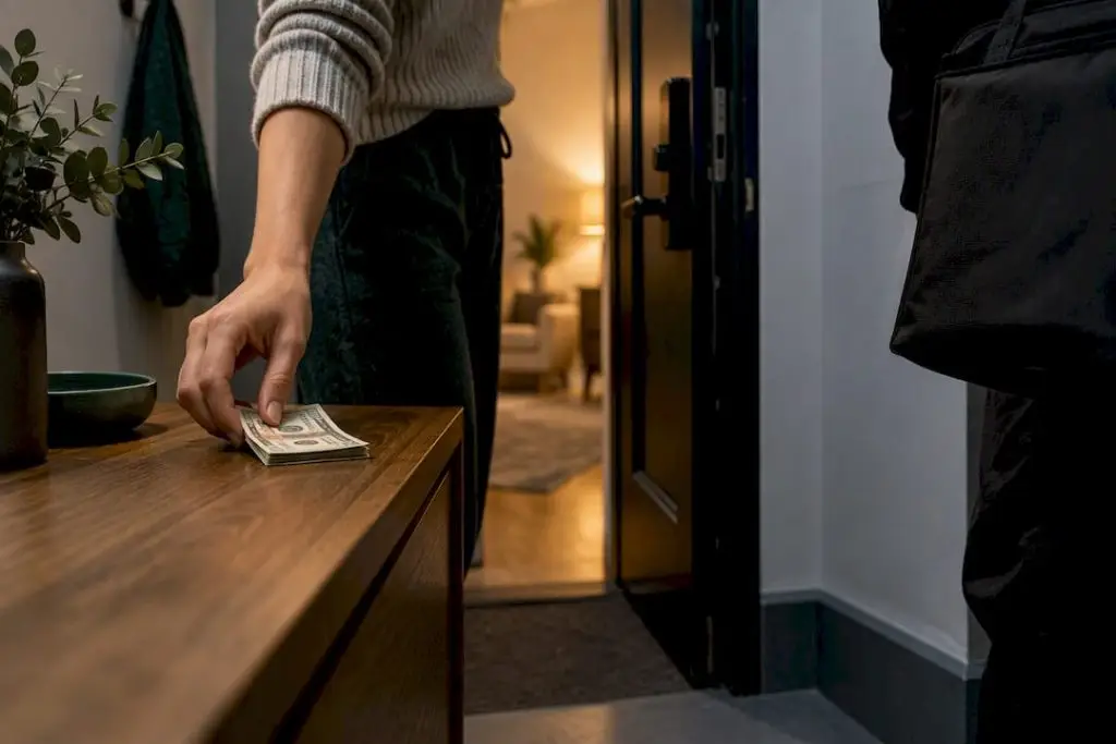 Customer preparing a tip for NYC delivery