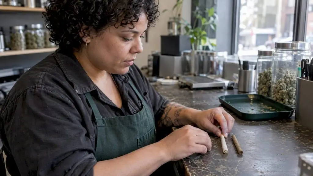 Hands comparing a joint and blunt